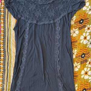 Massimo Charcoal Lace Detail Blouse